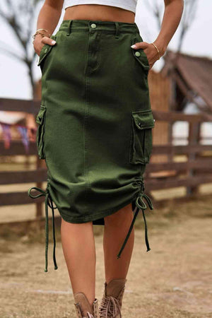 Forever Trendy Drawstring Cargo Denim Skirt - MXSTUDIO.COM