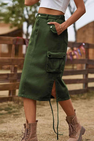 Forever Trendy Drawstring Cargo Denim Skirt - MXSTUDIO.COM