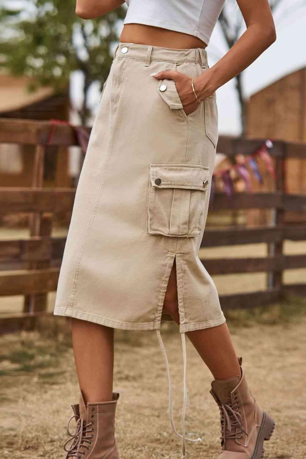 Forever Trendy Drawstring Cargo Denim Skirt - MXSTUDIO.COM