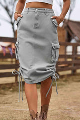 Forever Trendy Drawstring Cargo Denim Skirt - MXSTUDIO.COM