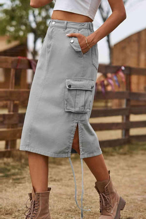 Forever Trendy Drawstring Cargo Denim Skirt - MXSTUDIO.COM