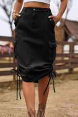 Forever Trendy Drawstring Cargo Denim Skirt - MXSTUDIO.COM