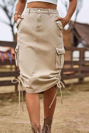 Forever Trendy Drawstring Cargo Denim Skirt - MXSTUDIO.COM