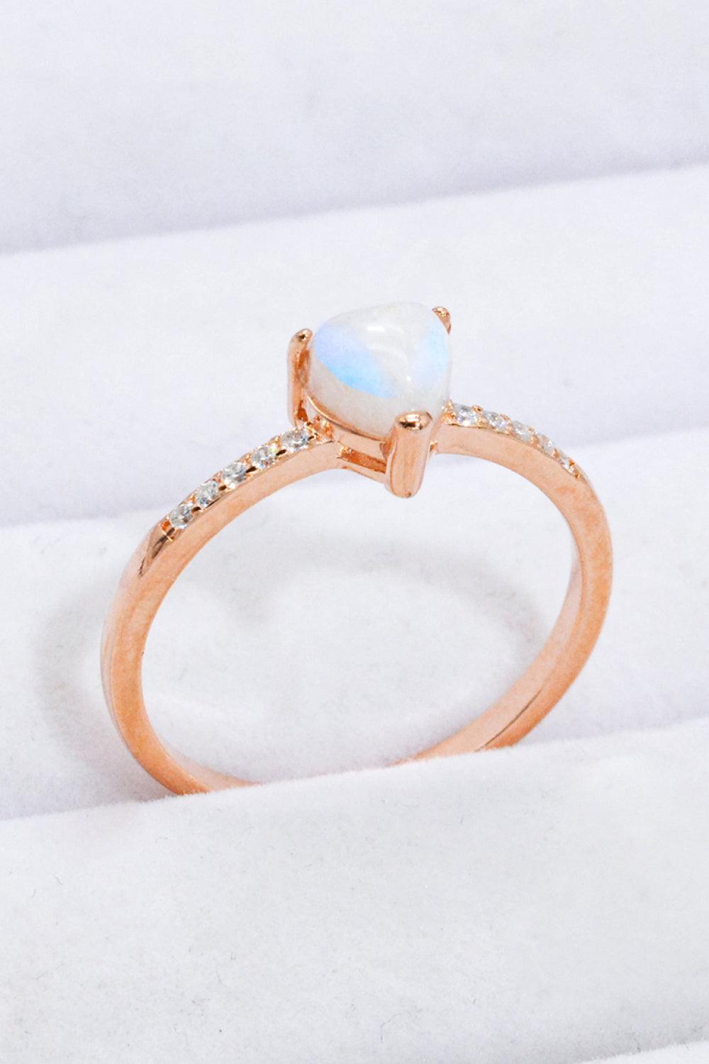 Fortify Brilliance Zircon Accent Heart Moonstone Ring - MXSTUDIO.COM