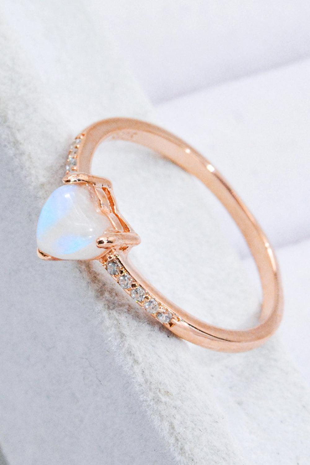 Fortify Brilliance Zircon Accent Heart Moonstone Ring - MXSTUDIO.COM