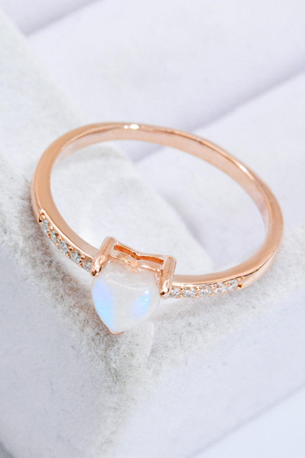 Fortify Brilliance Zircon Accent Heart Moonstone Ring - MXSTUDIO.COM