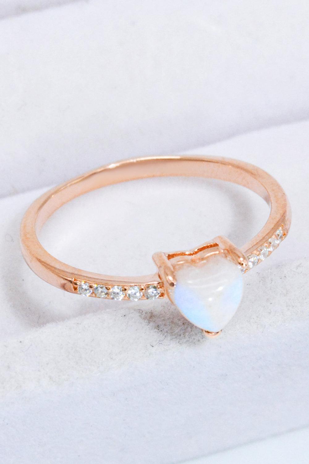 Fortify Brilliance Zircon Accent Heart Moonstone Ring - MXSTUDIO.COM