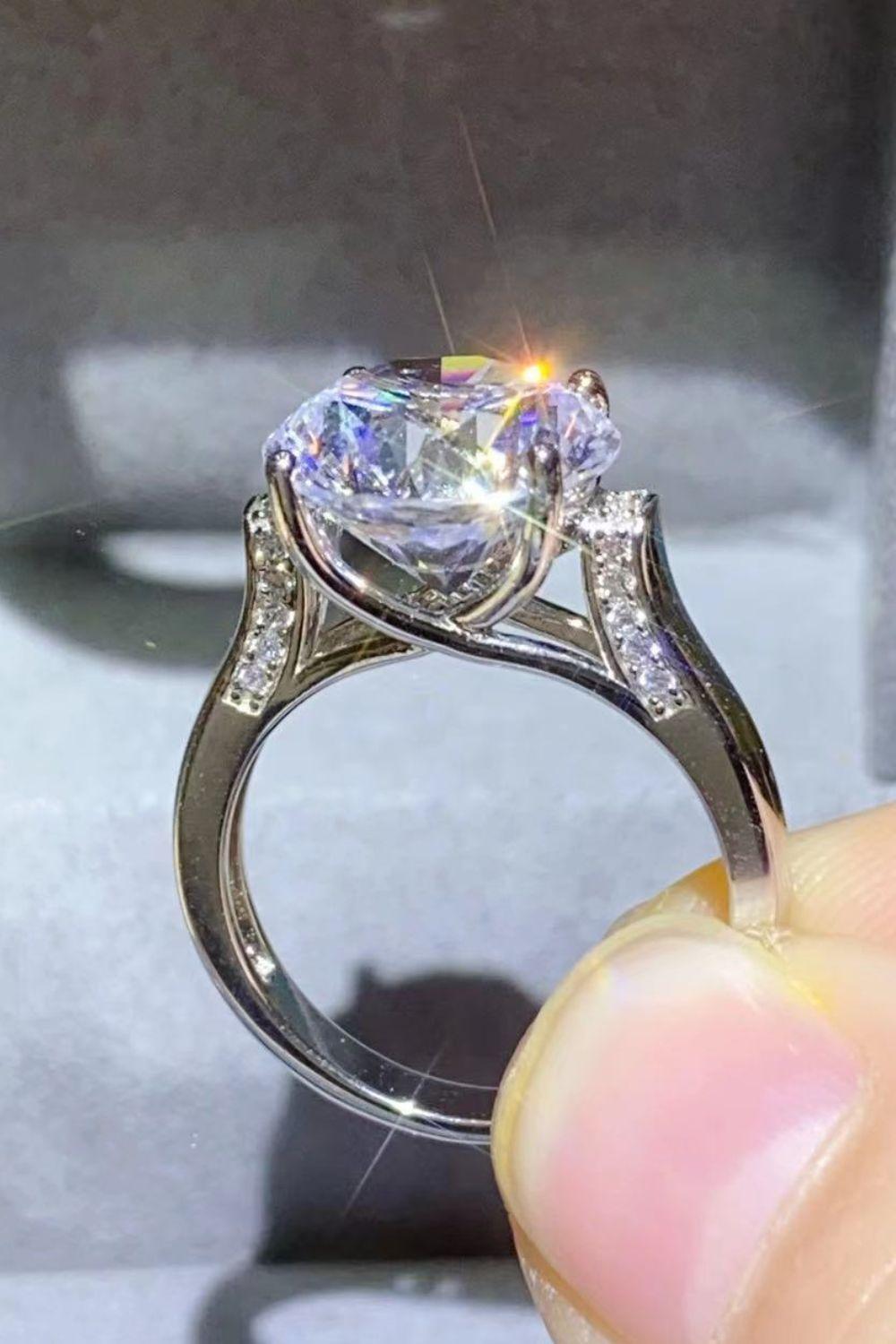 Fortunate Platinum-Plated 5 Carat Moissanite Ring - MXSTUDIO.COM