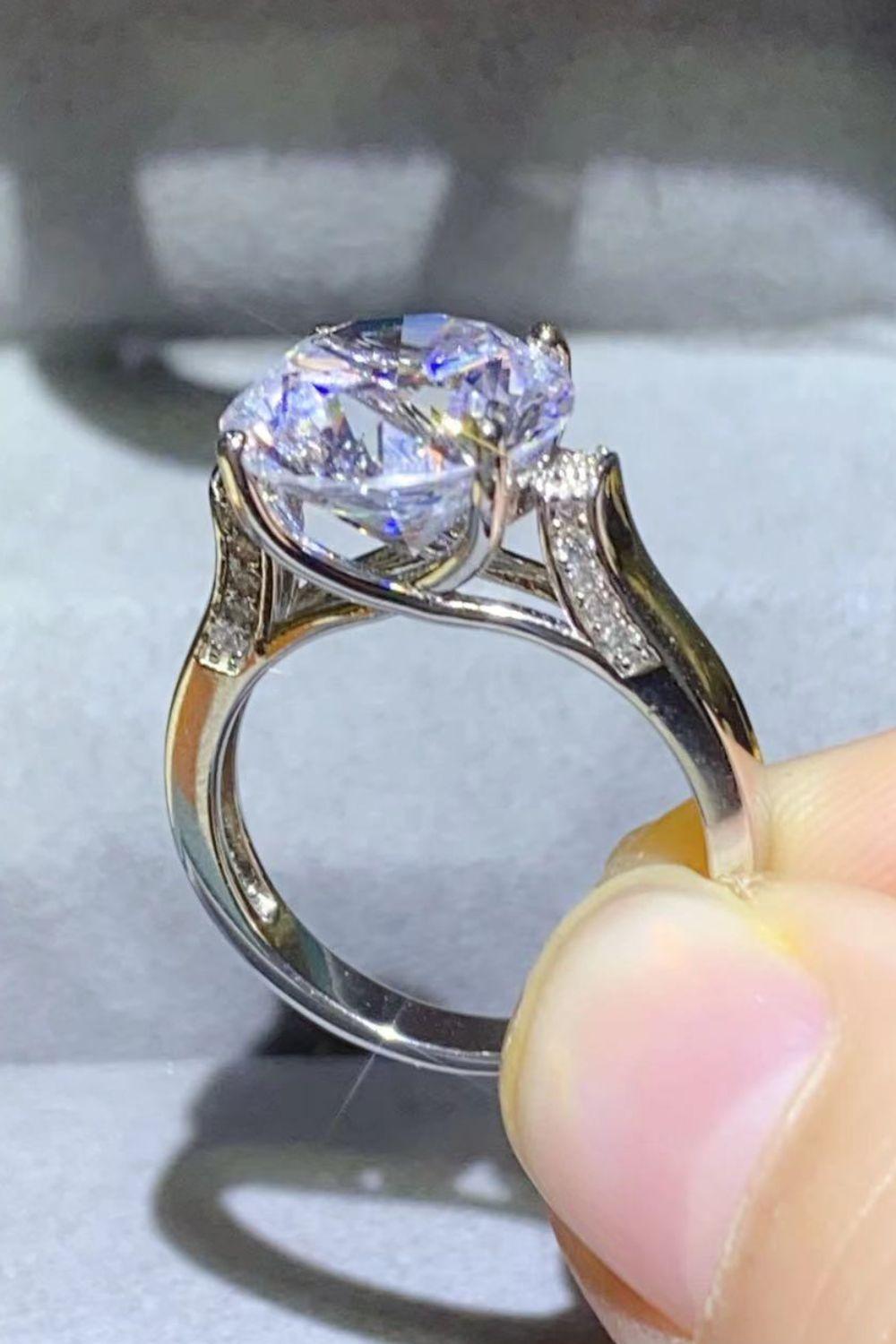 Fortunate Platinum-Plated 5 Carat Moissanite Ring - MXSTUDIO.COM