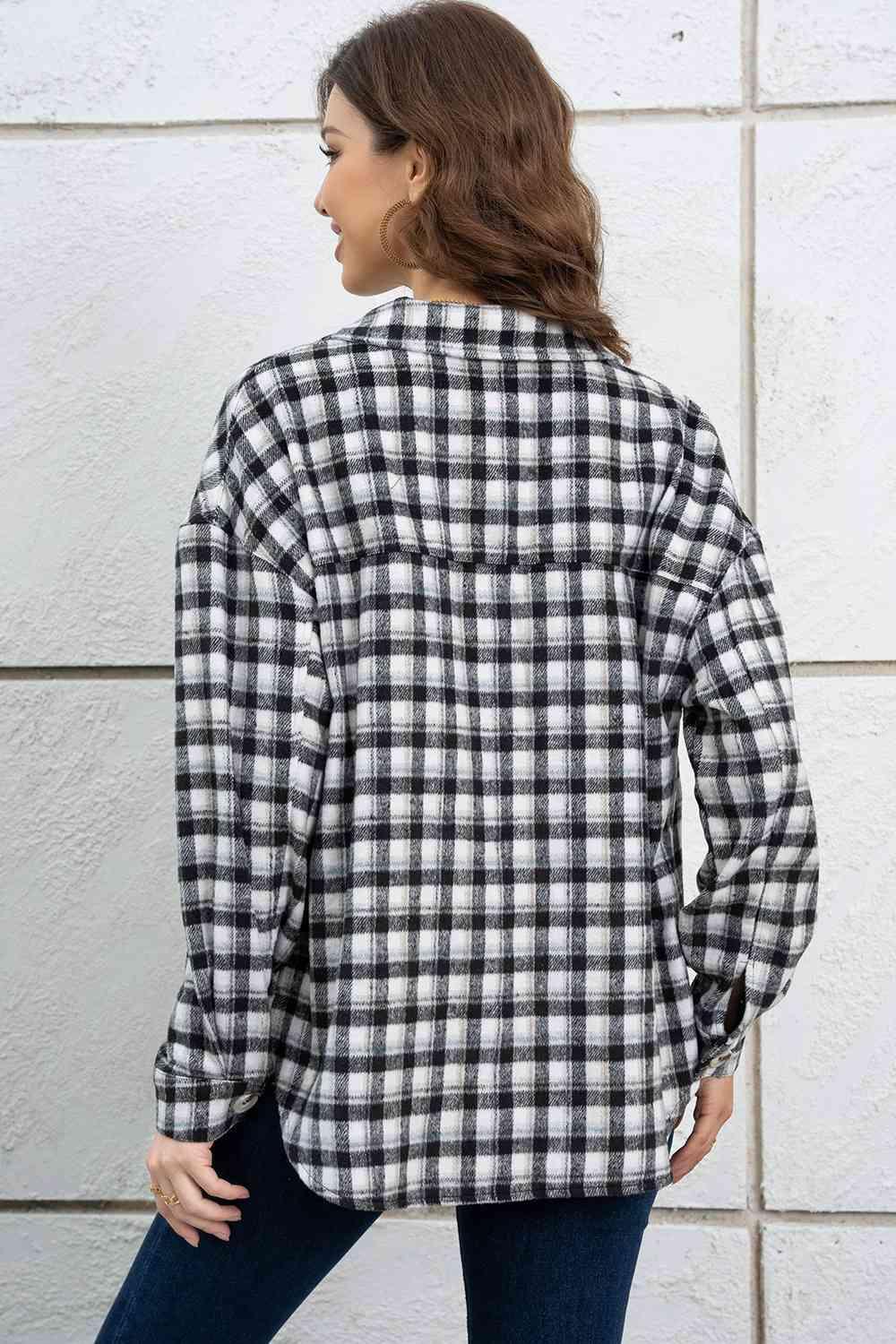 Free And Comfy Buttoned Plaid Shirt Jacket - MXSTUDIO.COM