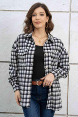 Free And Comfy Buttoned Plaid Shirt Jacket - MXSTUDIO.COM