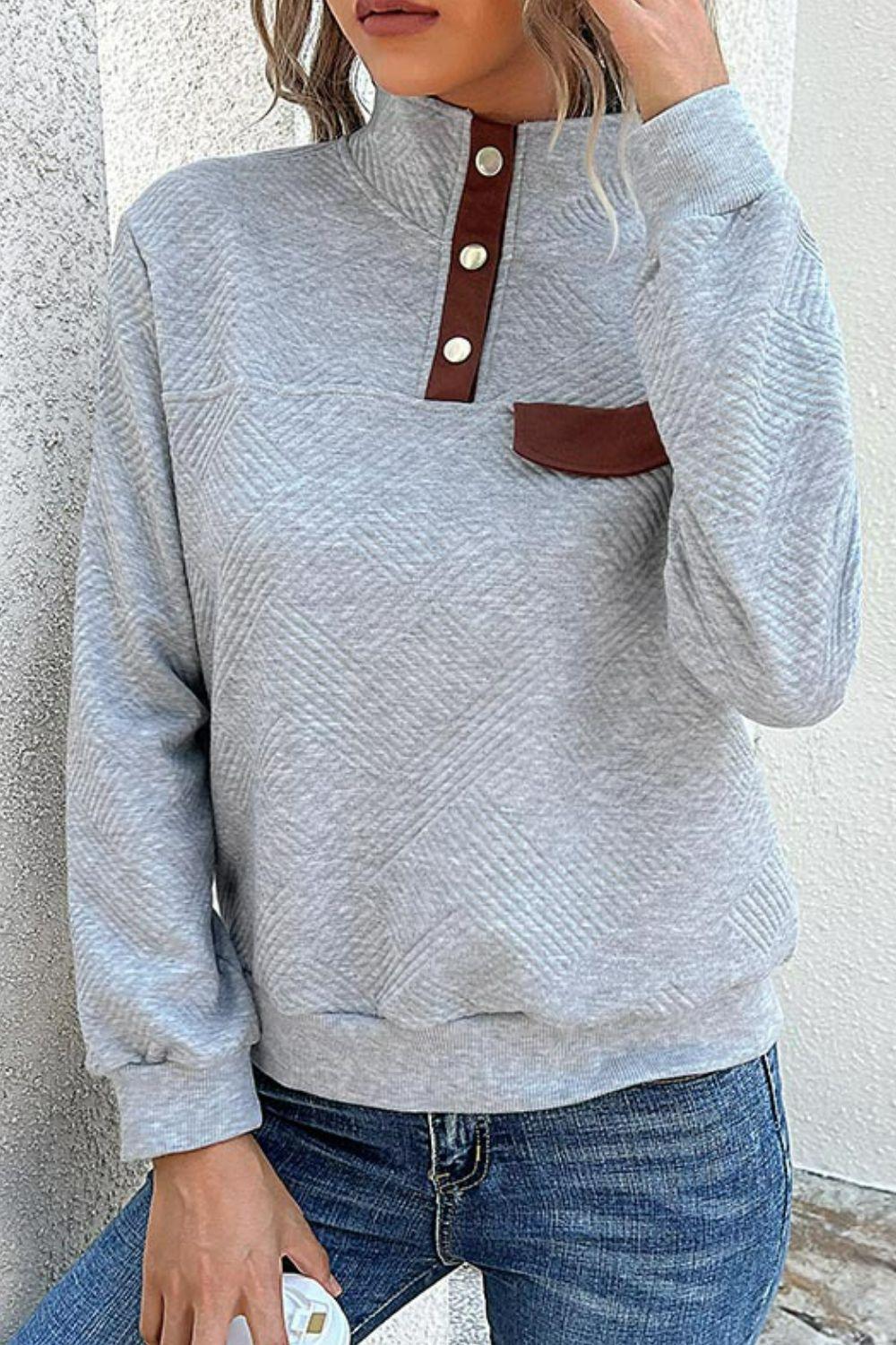 Free-Spirited Ribbed Gray Sweatshirt - MXSTUDIO.COM