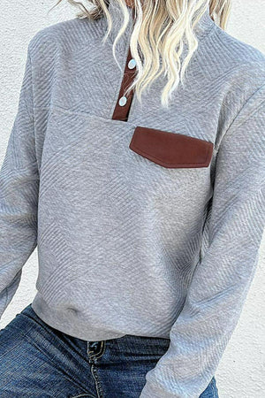 Free-Spirited Ribbed Gray Sweatshirt - MXSTUDIO.COM