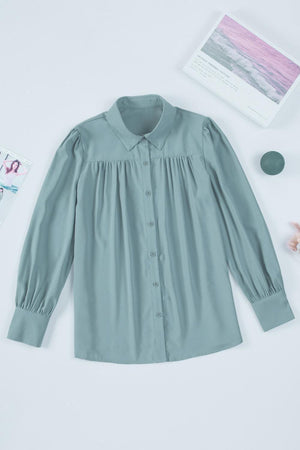 Free and Easy Buttoned Puff Long Sleeve Shirt - MXSTUDIO.COM