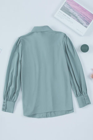 Free and Easy Buttoned Puff Long Sleeve Shirt - MXSTUDIO.COM