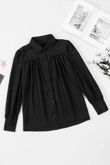 Free and Easy Buttoned Puff Long Sleeve Shirt - MXSTUDIO.COM