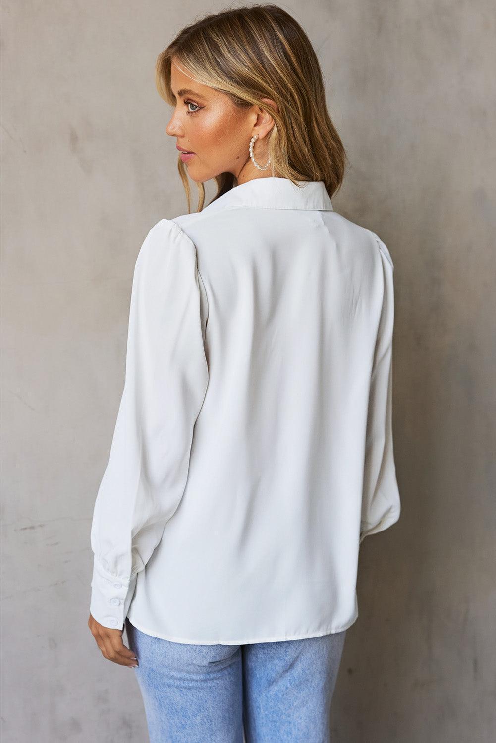 Free and Easy Buttoned Puff Long Sleeve Shirt - MXSTUDIO.COM