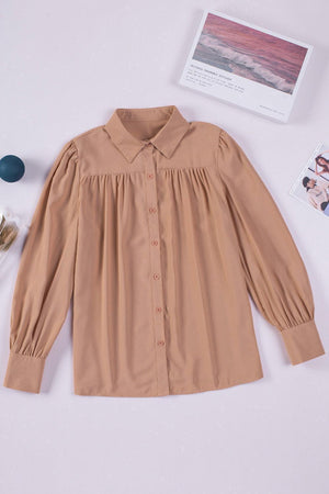 Free and Easy Buttoned Puff Long Sleeve Shirt - MXSTUDIO.COM