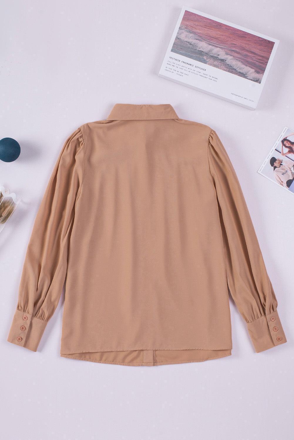 Free and Easy Buttoned Puff Long Sleeve Shirt - MXSTUDIO.COM