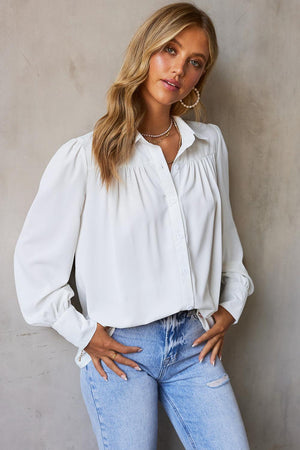 Free and Easy Buttoned Puff Long Sleeve Shirt - MXSTUDIO.COM