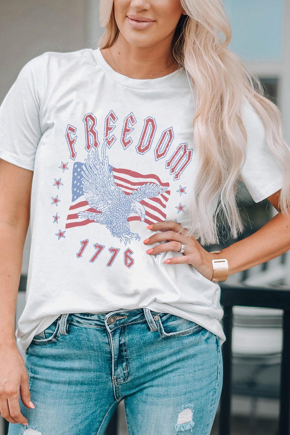 Freedom 1776 White Graphic Tee Shirt - MXSTUDIO.COM