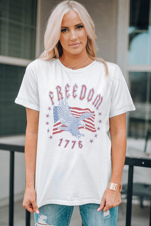 Freedom 1776 White Graphic Tee Shirt - MXSTUDIO.COM