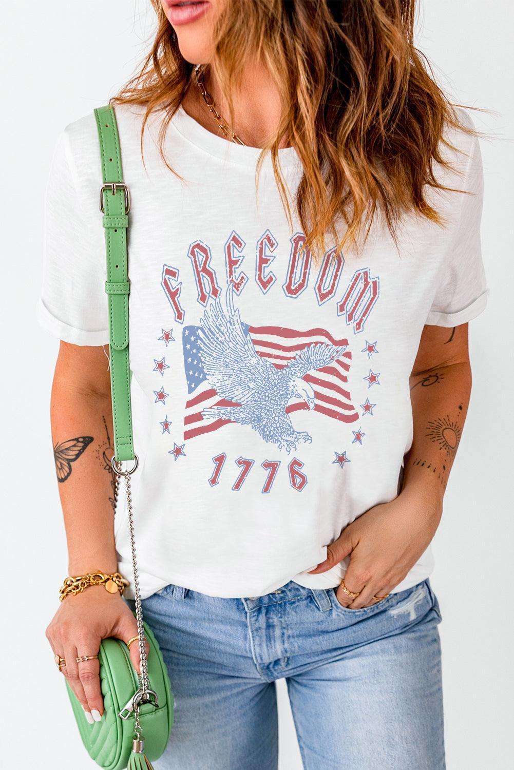 Freedom 1776 White Graphic Tee Shirt - MXSTUDIO.COM