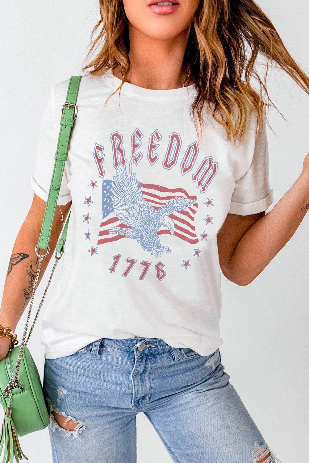 Freedom 1776 White Graphic Tee Shirt - MXSTUDIO.COM