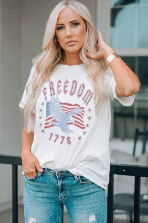 Freedom 1776 White Graphic Tee Shirt - MXSTUDIO.COM