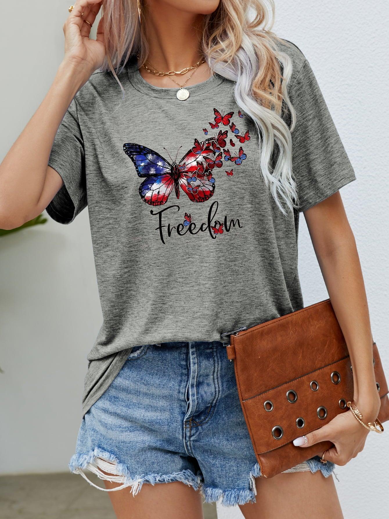 Freedom Butterfly American Flag Tee - MXSTUDIO.COM