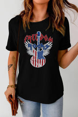 Freedom Rocky Guitar American Flag Tee Shirt - MXSTUDIO.COM