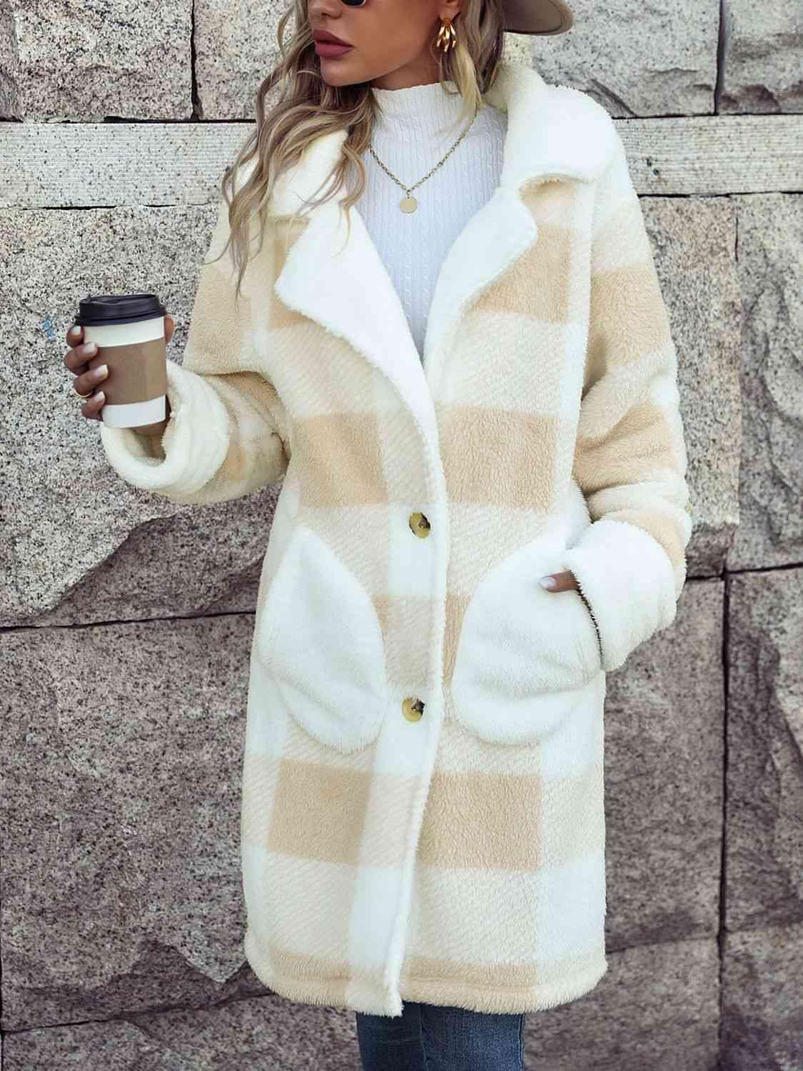 Freezy In Style Buttoned Plaid Winter Coat-MXSTUDIO.COM