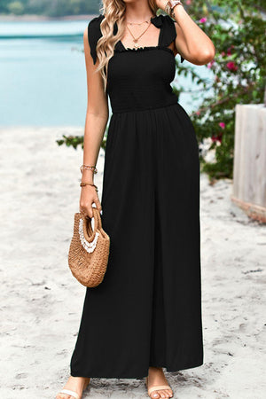 Fresh Wide Leg Sleeveless Square Neck Jumpsuit - MXSTUDIO.COM