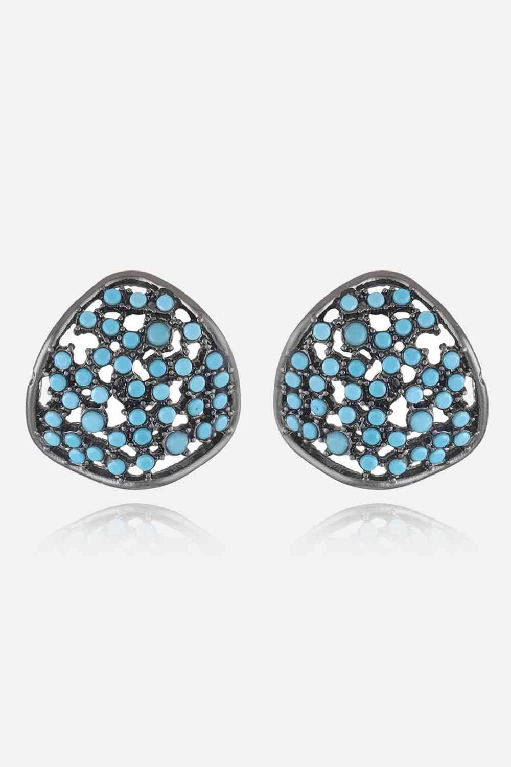 Freshened Spotlight Turquoise Stud Earrings-MXSTUDIO.COM