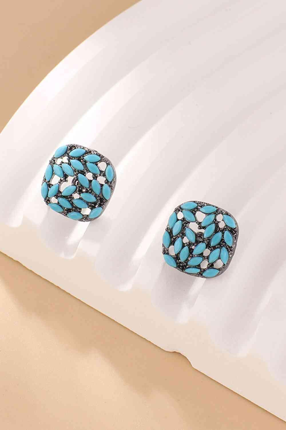 Freshened Spotlight Turquoise Stud Earrings-MXSTUDIO.COM