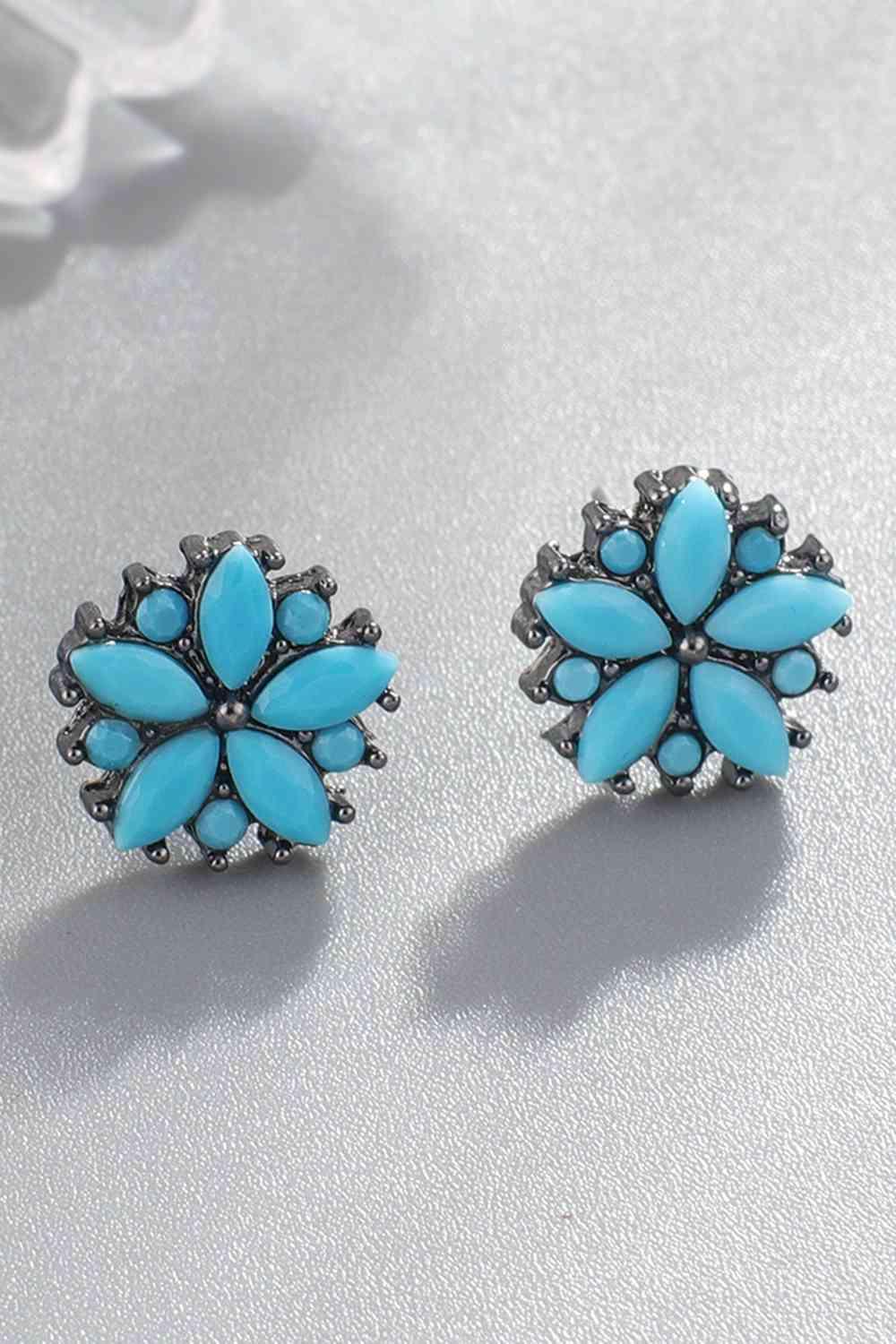 Freshened Spotlight Turquoise Stud Earrings-MXSTUDIO.COM