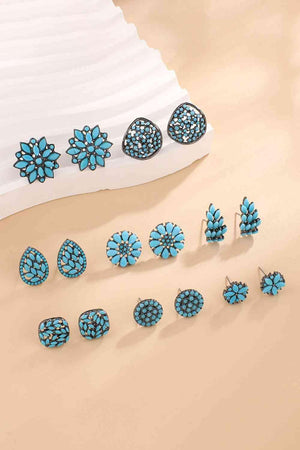 Freshened Spotlight Turquoise Stud Earrings-MXSTUDIO.COM