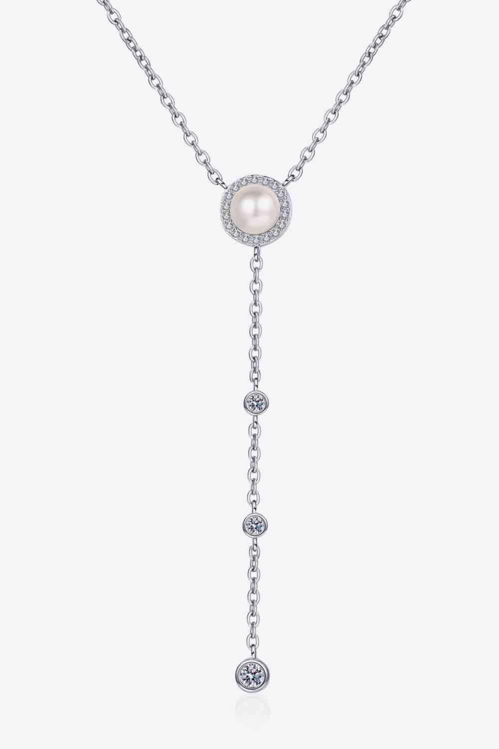 Freshwater Pearl Accented Moissanite Necklace-MXSTUDIO.COM