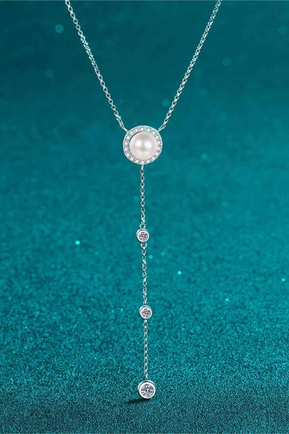 Freshwater Pearl Accented Moissanite Necklace-MXSTUDIO.COM