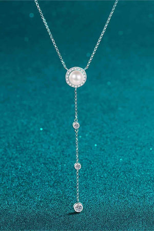 Freshwater Pearl Accented Moissanite Necklace-MXSTUDIO.COM