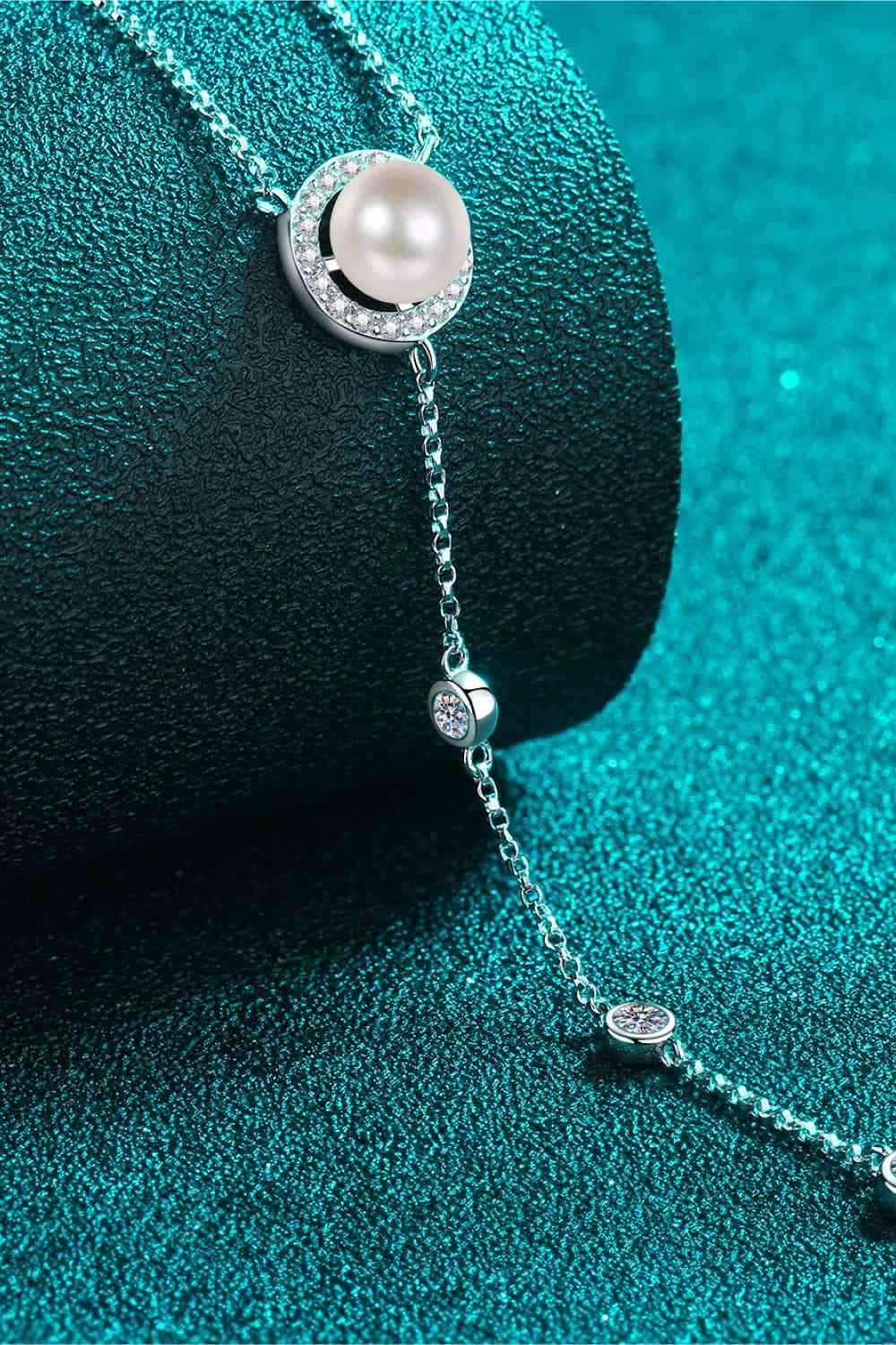 Freshwater Pearl Accented Moissanite Necklace-MXSTUDIO.COM