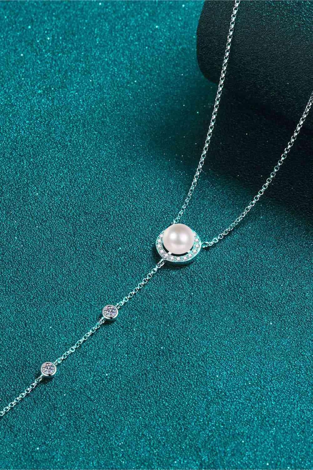 Freshwater Pearl Accented Moissanite Necklace-MXSTUDIO.COM