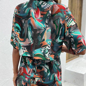 Frightless Printed Round Neck Ladies Shorts Set - MXSTUDIO.COM