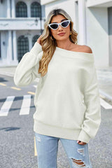 Frost Air Don't Care Long Sleeve Boat Neck Sweater - MXSTUDIO.COM