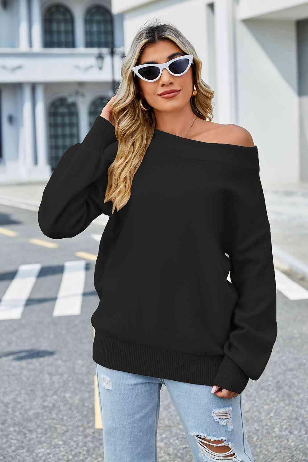 Frost Air Don't Care Long Sleeve Boat Neck Sweater - MXSTUDIO.COM