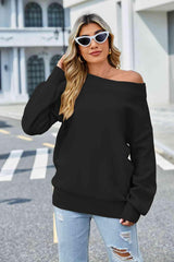 Frost Air Don't Care Long Sleeve Boat Neck Sweater - MXSTUDIO.COM