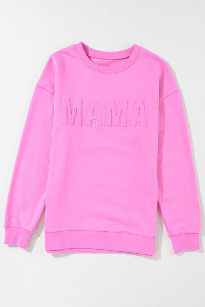 a pink sweatshirt with the word mama printed on it