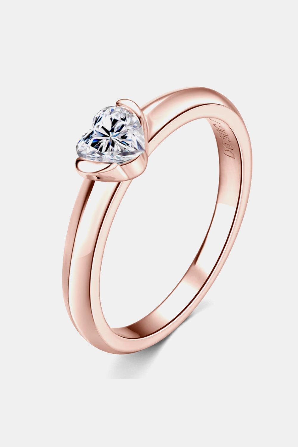 Fulfilling Moments Solitaire Moissanite Heart Ring - MXSTUDIO.COM