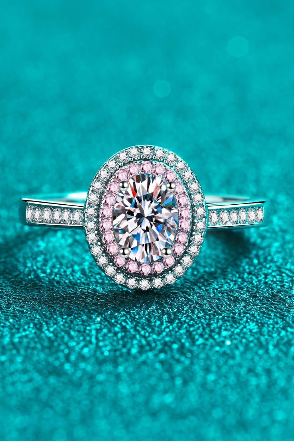 Fulfilling Oval 1 Carat Moissanite Halo Ring - MXSTUDIO.COM