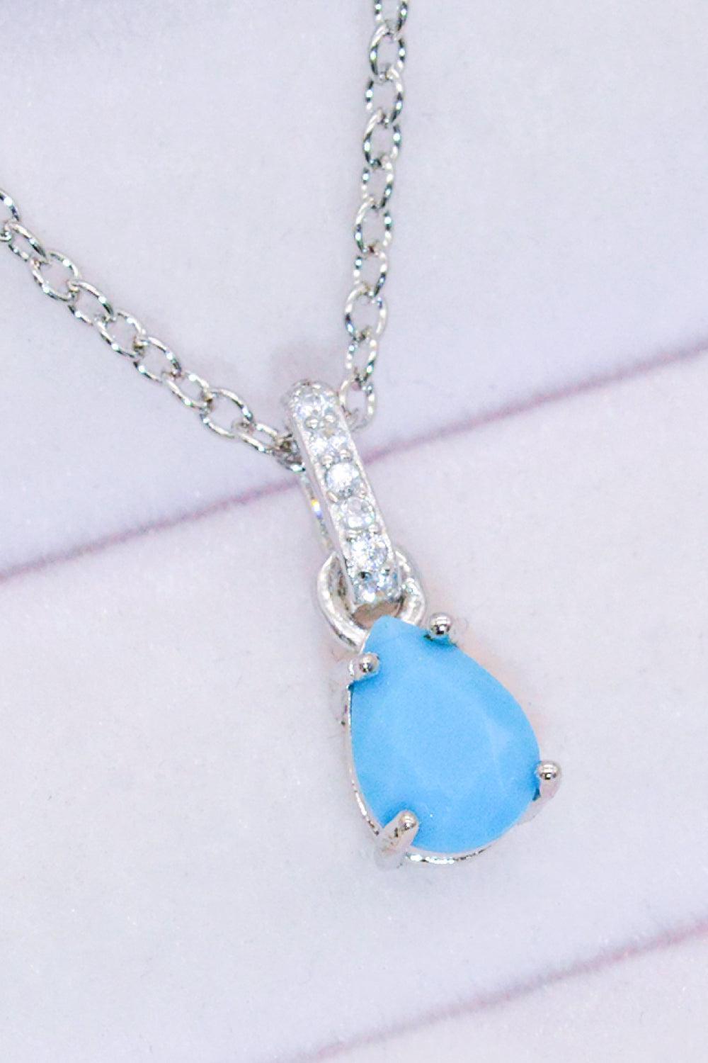 Full Of Hope Teardrop Turquoise Pendant Necklace - MXSTUDIO.COM